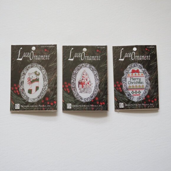 Christmas Lace Ornaments Designs for the Needle Lot of 10 Needlepoint Vint Kits - Picture 3 of 10